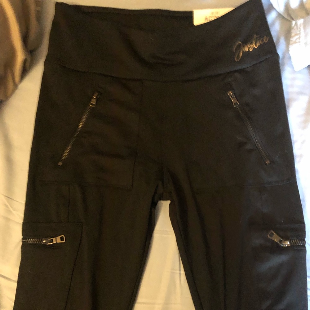 NWT Justice high waisted leggings with cute zippers